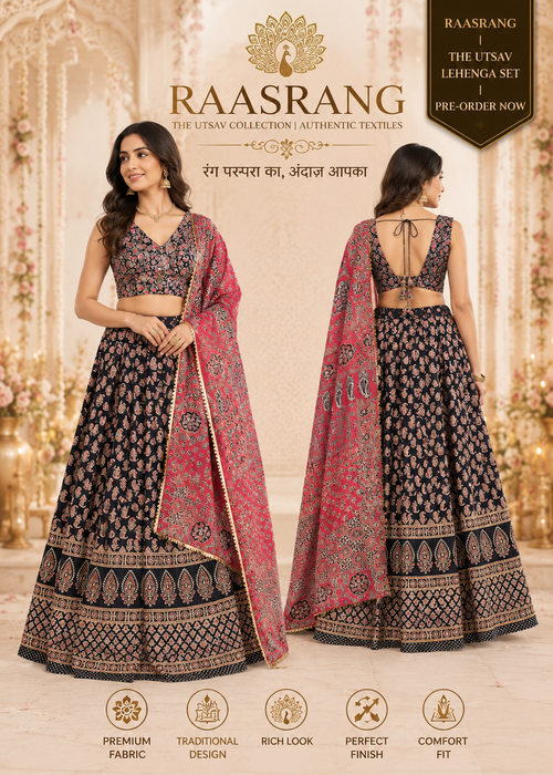 Raasrang Utsav Garba Lehenga Set — Black & Red Dupatta