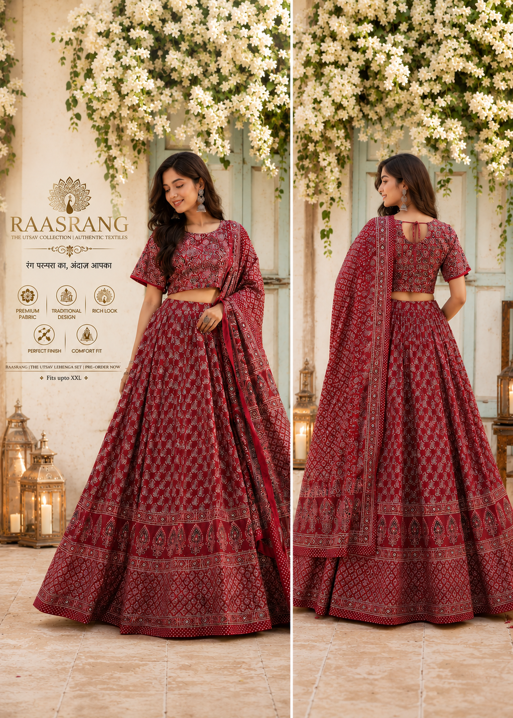 Raasrang Utsav Garba Lehenga Set — Traditional Red