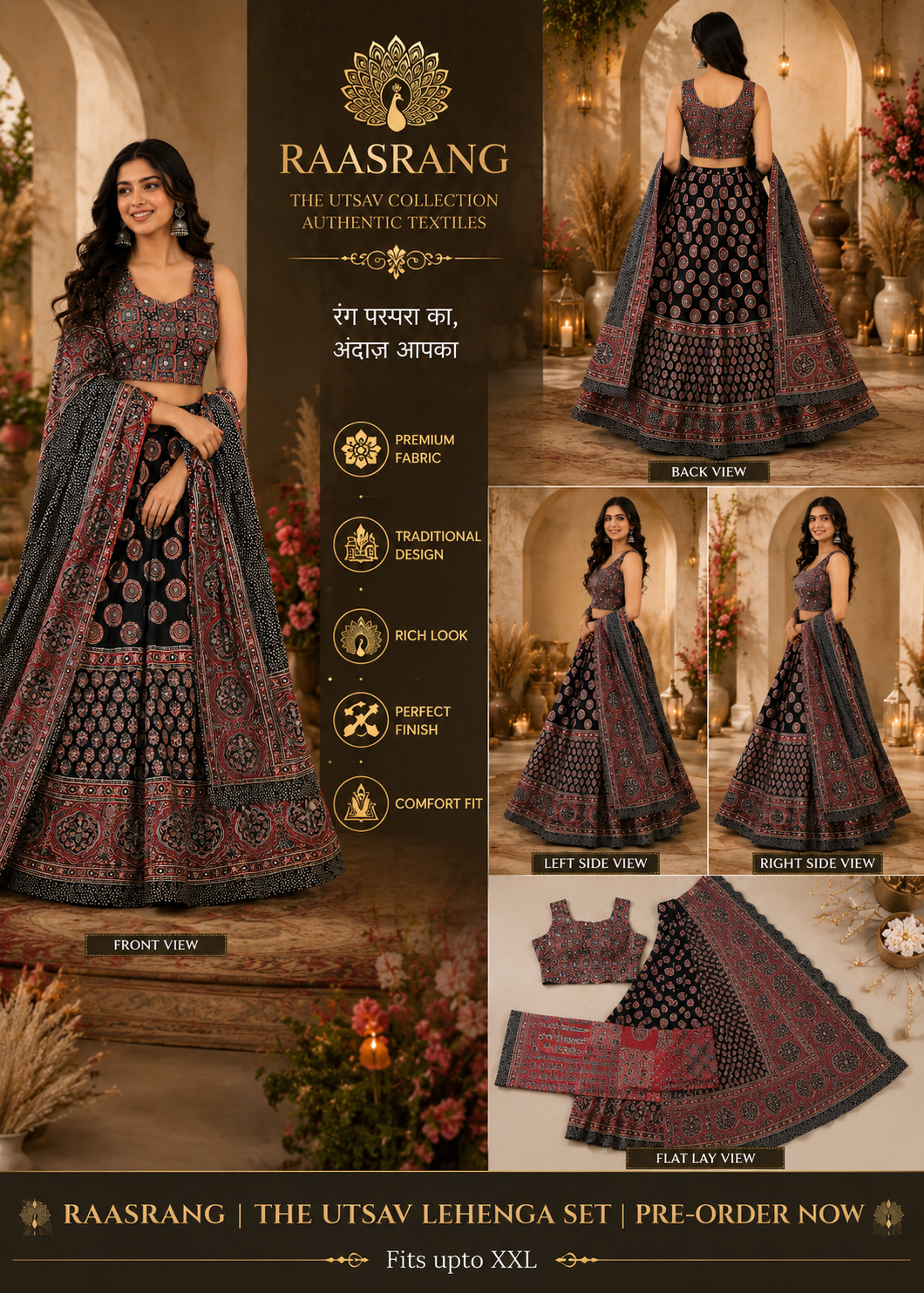 Raasrang Utsav Garba Lehenga Set — Black Classic