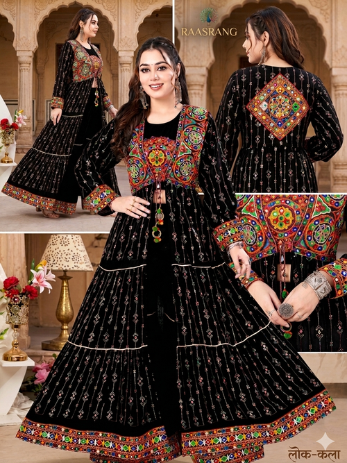Kutchi Mirror Work Jacket Lehenga Set - Raasrang