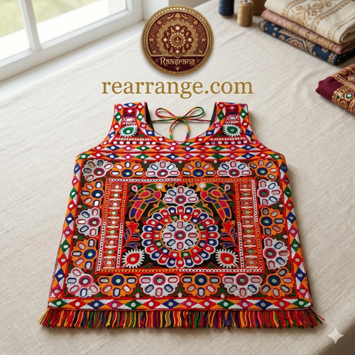 Handcrafted Kutchi Mirror Work Blouse Piece - Raasrang