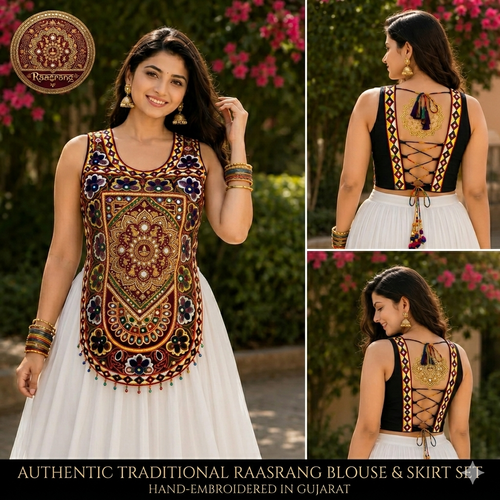 Long U-Cut Kutchi Embroidered Blouse - Raasrang