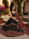 Midnight Ajrakh Bandhani Print Lehenga Choli