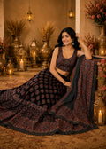 Onyx Black Bandhani Circle-Print Lehenga