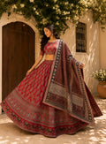 Scarlet Red Ajrakh Print Garba Lehenga